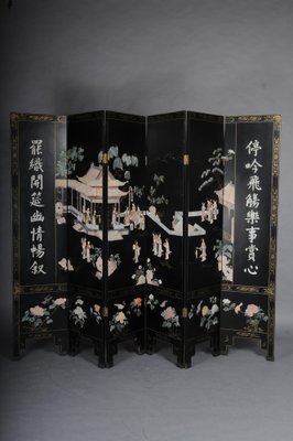 Japanese Room Divider in Black Lacquer for sale at Pamono