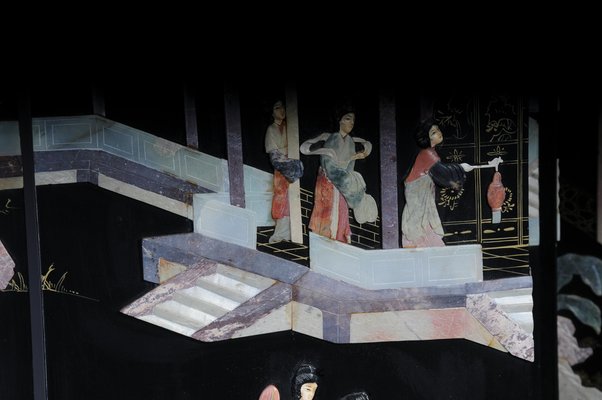 Japanese Room Divider in Black Lacquer for sale at Pamono