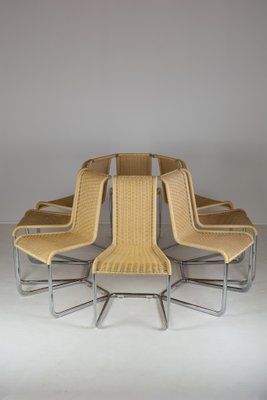 B20 Cane and Chrome Cantilever Dining Chairs by Axel