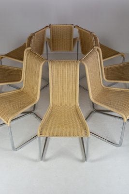 B20 Cane and Chrome Cantilever Dining Chairs by Axel