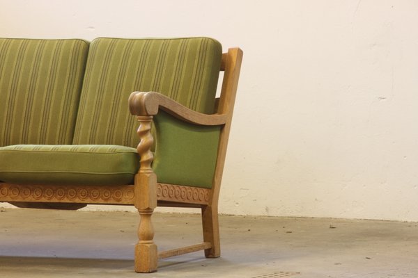 Low Back Three-Seater Sofa in Oak by Henning Kjærnulf, 1960s for