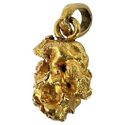 Natural Yellow Gold Nugget 18k Charm Pendant 1950s