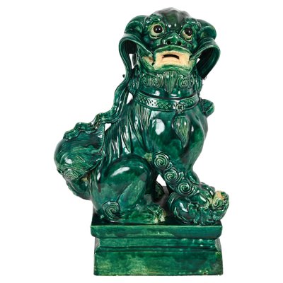 Statuette Chien Fu En Céramique Chinoise Antique - Objet Décoratif Ancien