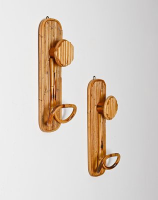 Franzsische Riviera Kleiderhaken aus Bambus & Rattan, zugeschrieben Vivai  del Sud, Italien, 1960er, 2er Set bei Pamono kaufen