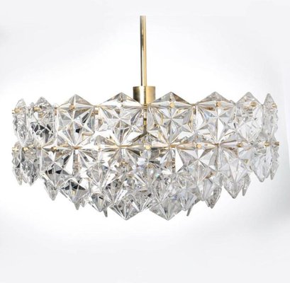 Faceted Glass Pendant Light vintage large german faceted glass and gilt metal pendant light from kinkeldey 7