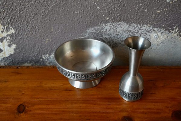 Scandinavian Pewter Cup and Vase in Pewter by Haugrud, Norway, Set