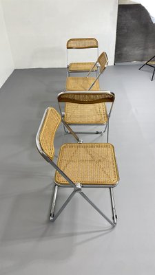 Plia Folding Chair with Woven Wicker attributed to Giancarlo