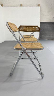 Plia Folding Chair with Woven Wicker attributed to Giancarlo