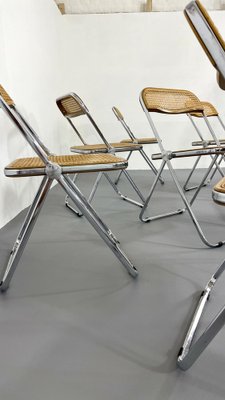 Plia Folding Chair with Woven Wicker attributed to Giancarlo