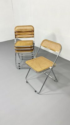 Plia Folding Chair with Woven Wicker attributed to Giancarlo