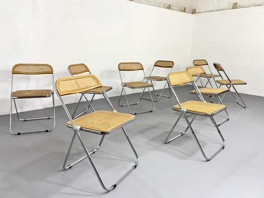 椅子 Plia Chair by Giancarlo Piretti Plia Folding Chair with Woven Wicker attributed to Giancarlo
