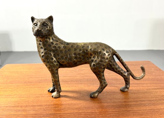 【 美品 】全長53㎝ RUNNING LEOPARD CAST BRONZE Bronze Running Cheetah Sculpture | Bronze Cheetah Statue