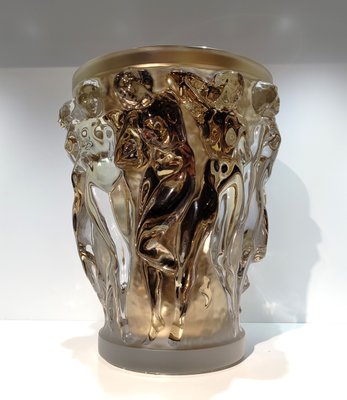 Lalique　ピヴォワーヌ　ベース Vintage Vase Gilded with Moon Gold Gold Leaf by René Lalique
