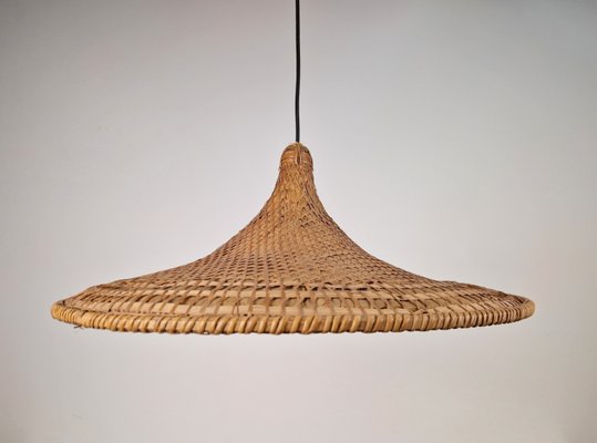 Vintage Hexenhut Hngelampe aus Rattan & Bambus, 1960er