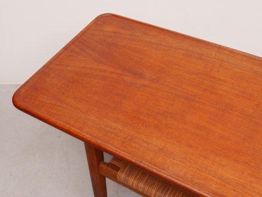 Vintage AT-10 Coffee Table in Teak and Cane by Hans J. Wegner for