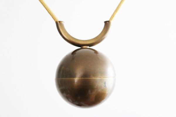 Chinese Hat Counterweight Pendant Lamp in Burnished Brass from WKR