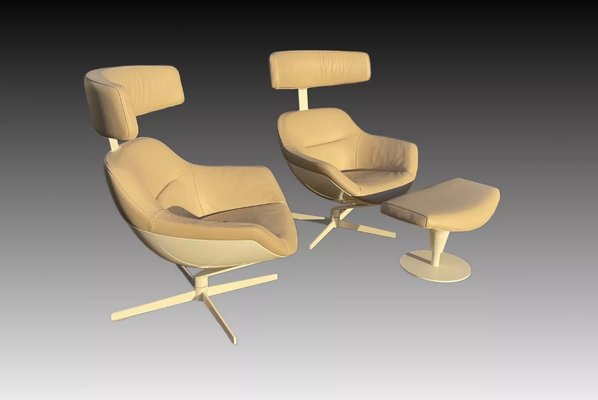 Model 277 Auckland Lounge Chairs and Ottoman by Jean-Marie