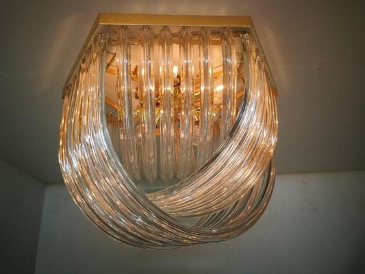 Vintage Curved Murano Glass Flush Mount From Venini