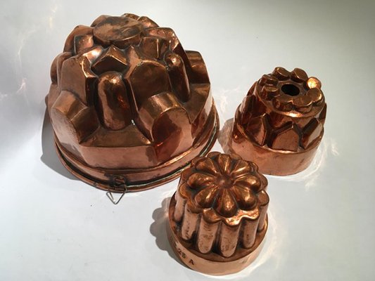 Copper Kitchen Pudding Molds for Wall Decoration, France, 1790s