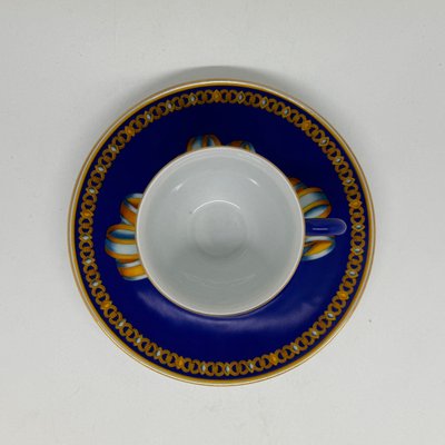 Cocarde de Soie Coffee Cups and Saucers from Hermès, 1980s, Set of