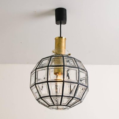 Large Iron And Clear Gl Lights By Glashütte Limburg 1965 Set Large Iron And Clear Gl Lights By