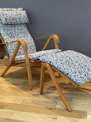 Set of Vintage Chair with Footstool by Simo Heikkila for Ikea