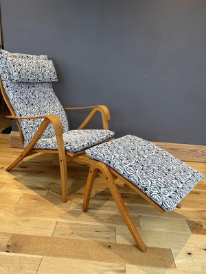 Set of Vintage Chair with Footstool by Simo Heikkila for Ikea