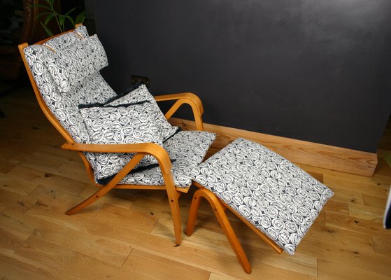 Set of Vintage Chair with Footstool by Simo Heikkila for Ikea