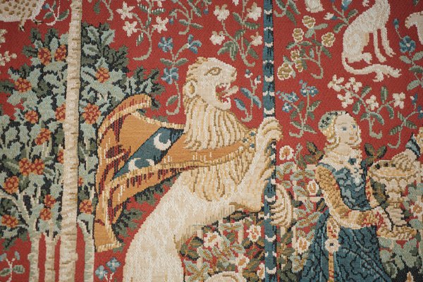 Large Vintage Lady and the Unicorn Wall Hanging Woven Large Vintage Lady and the Unicorn Wall Hanging Woven