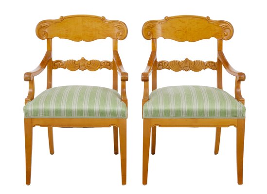 Set of Early 20th Swedish Carved Birch Armchairs, 1920s for sale