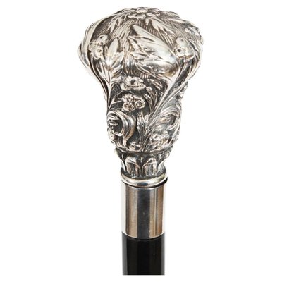 Canne De Promenade Antique En Argent Avec Poignée Classique - Cadeau Unique Pour Homme