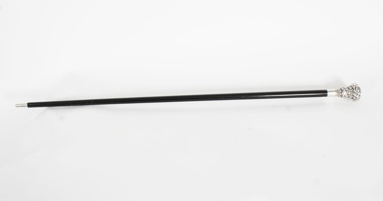 thumbnail image 2 of Handmade Stainless Steel Walking Cane – Victorian Style, Silver, Brass Handle – Vintage Look 2 of 6
