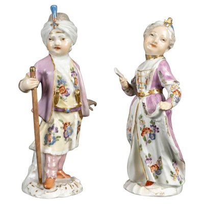 Antike Figuren von Meissen Porzellan, 2 . Set