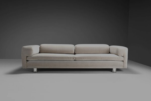 Large Diplomat Sofa in Off-White Velvet by Howard Keith for Hk