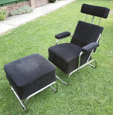 Vintage Reclining Lounge Chair With Ottoman For At Pamono Vintage Reclining Lounge Chair With Ottoman 1