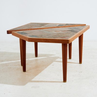 Teak and Ceramic Coffee Table by Britt Sallingboe 1970s Set of 2
