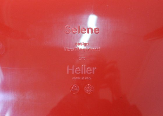 Red Selene Chairs by Vico Magistretti for Heller, 2002s, Set of 9
