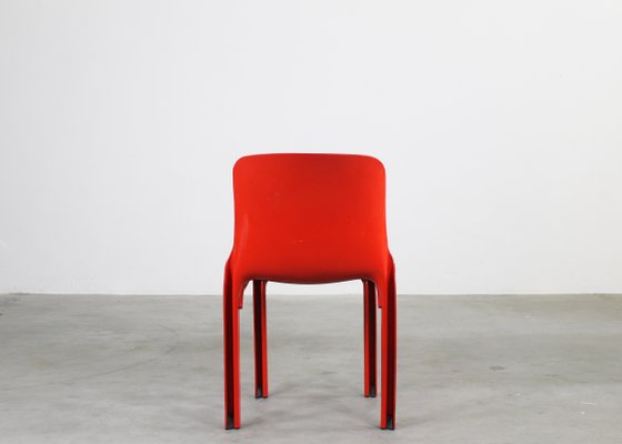Set of Red Selene Chairs by Vico Magistretti for Artemide, 1970s