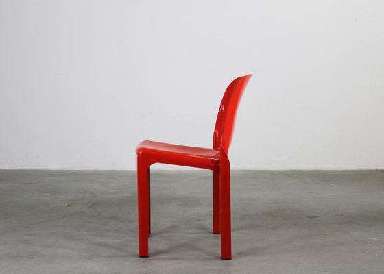 Set of Red Selene Chairs by Vico Magistretti for Artemide