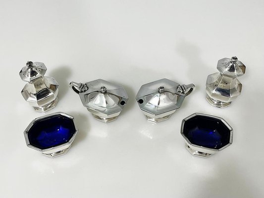 English Silver Condiment Set attributed to Mappin & Webb