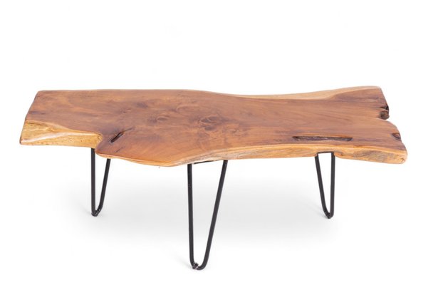 Tavolino Da Caffè Industriale 2 Ripiani LVB | Tavolo Rettangolare In Legno E Metallo Colore Rovere | Tavolino Da Salotto Con Contenitore