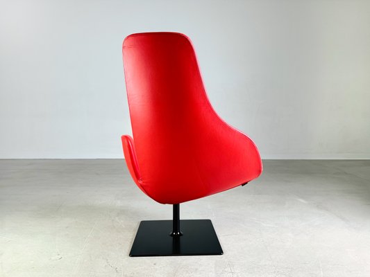 Moroso Swivel Armchair in Leather Red from Patricia Urquiola for