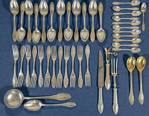 Lot De 6 Couverts En Métal Argenté Ercuis - Modèle Lagon Filet Or - Neufs