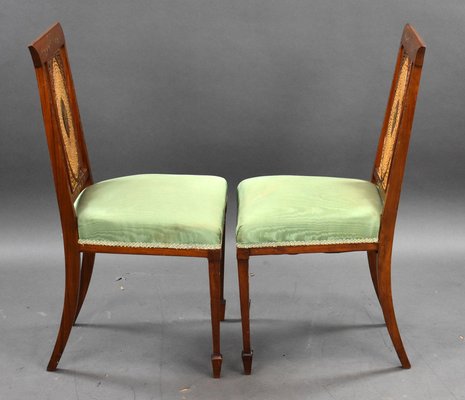 Pair of Edwardian Painted Satinwood Side Chairs Pair of Edwardian Painted Satinwood Side Chairs