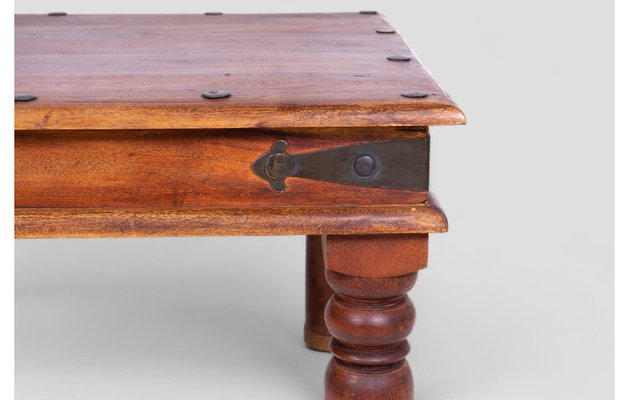 Ethnic Teak Coffee Table with Iron Fastenings Northern India