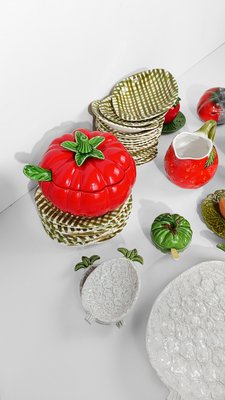 【tomato】TENDERLOIN 未使用品 Vintage Italian Red Tomato Tureen in Majolica Ceramic, 1970s for