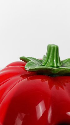 Vintage Italian Red Tomato Tureen in Majolica Ceramic, 1970s for