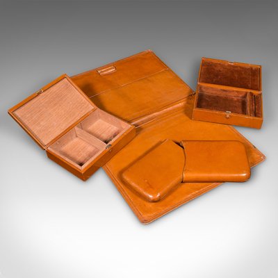 Paire De Valises Anglaises Extensibles Revelation, Cuir Automobile, Années 1920, Occasion