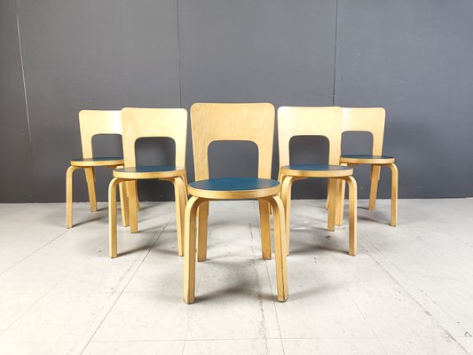 Model 66 Dining Chairs by Alvar Aalto for Artek, 1960s, Set