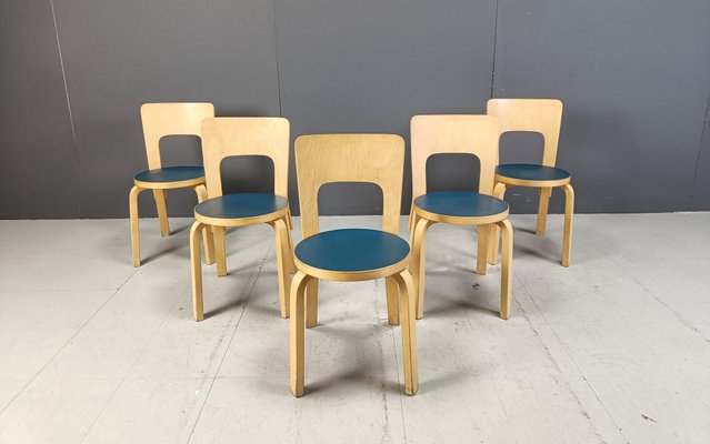 Model 66 Dining Chairs by Alvar Aalto for Artek, 1960s, Set